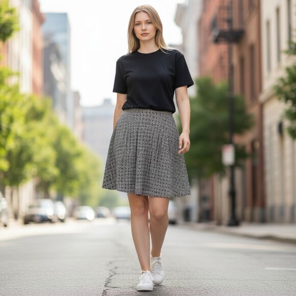 Jjill NWT Wearever Collection Black White Pleated A-Line Skirt Plus Size 4X - Picture 1 of 14